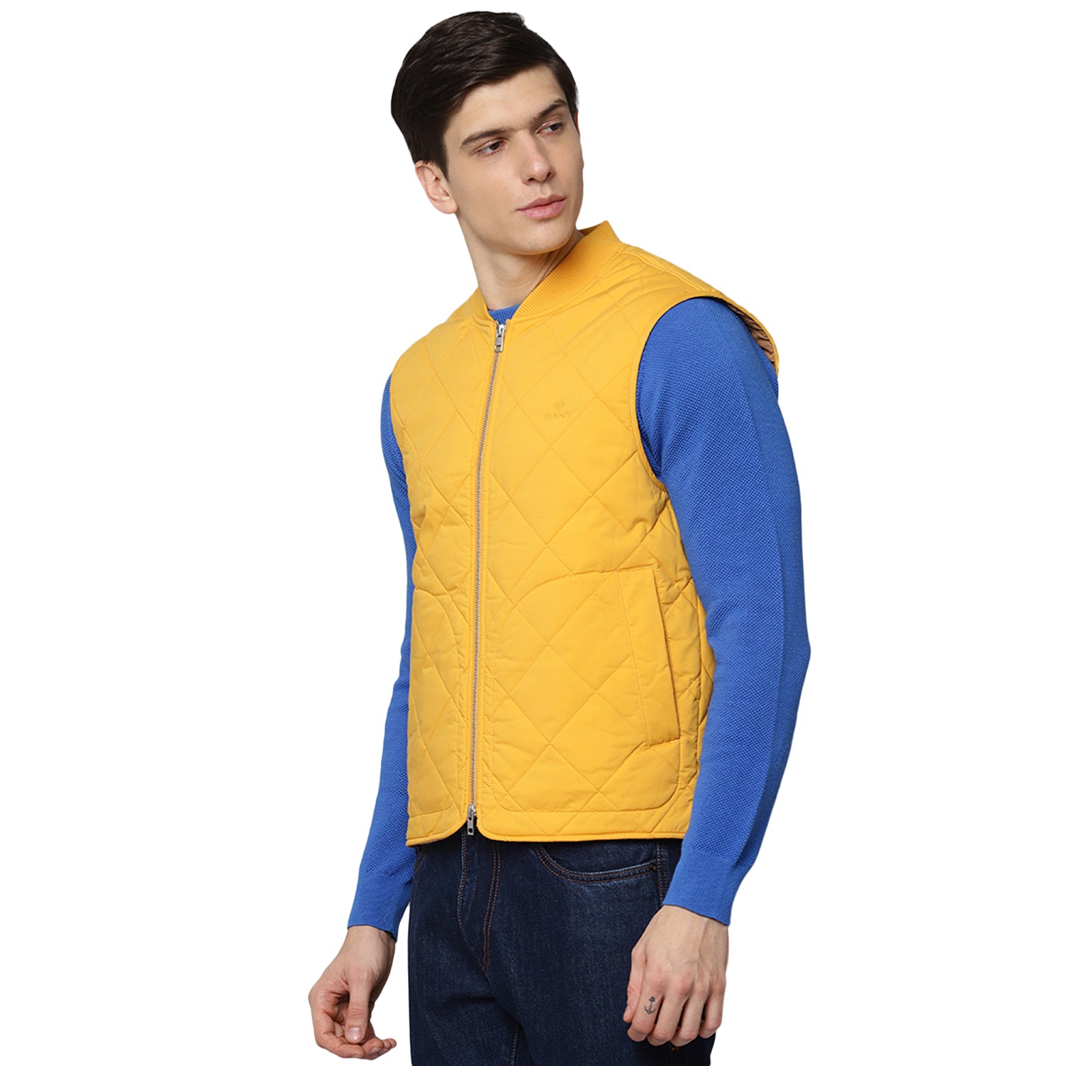 Gant Men Yellow Solid Collar Jacket