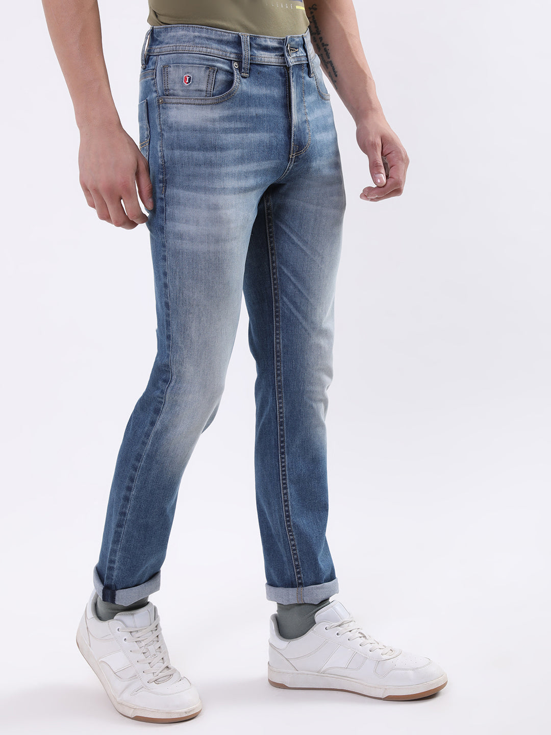 Iconic Men Blue Embroidered Skinny Fit Jeans