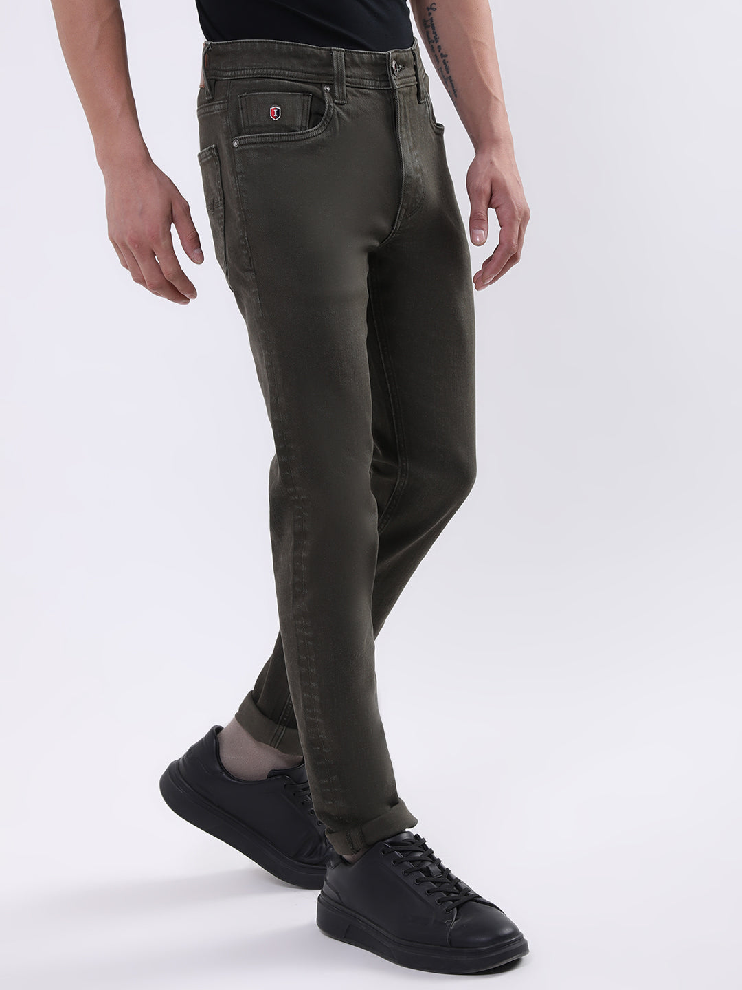 Iconic Men Green Tapered Fit Jeans