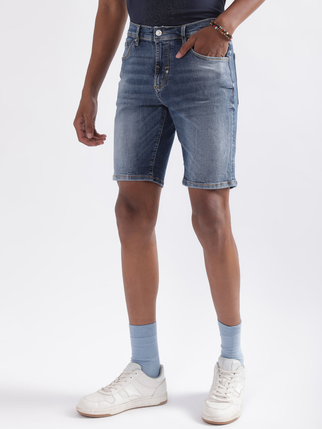Antony Morato Men Washed Skinny Fit Denim Shorts