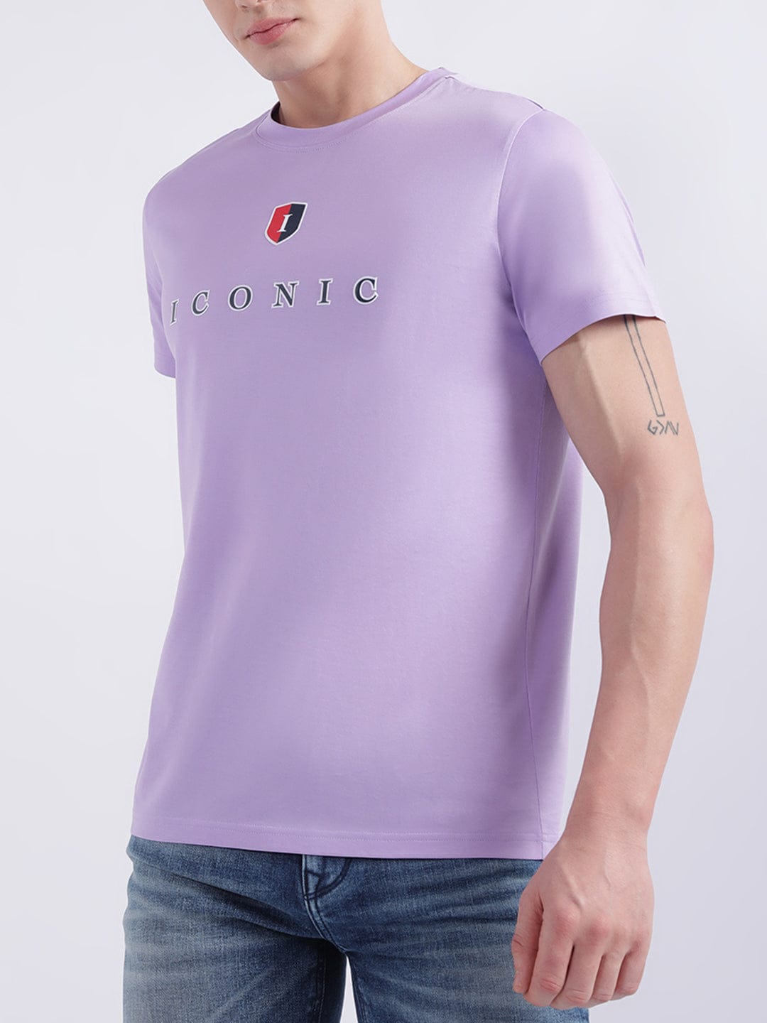 Iconic Men Purple Crew Neck Tshirt