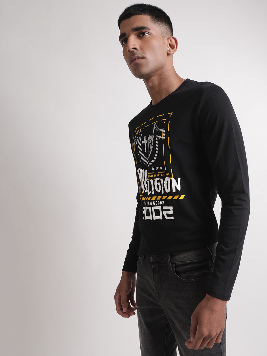 True Religion Black Logo Regular Fit T-Shirt