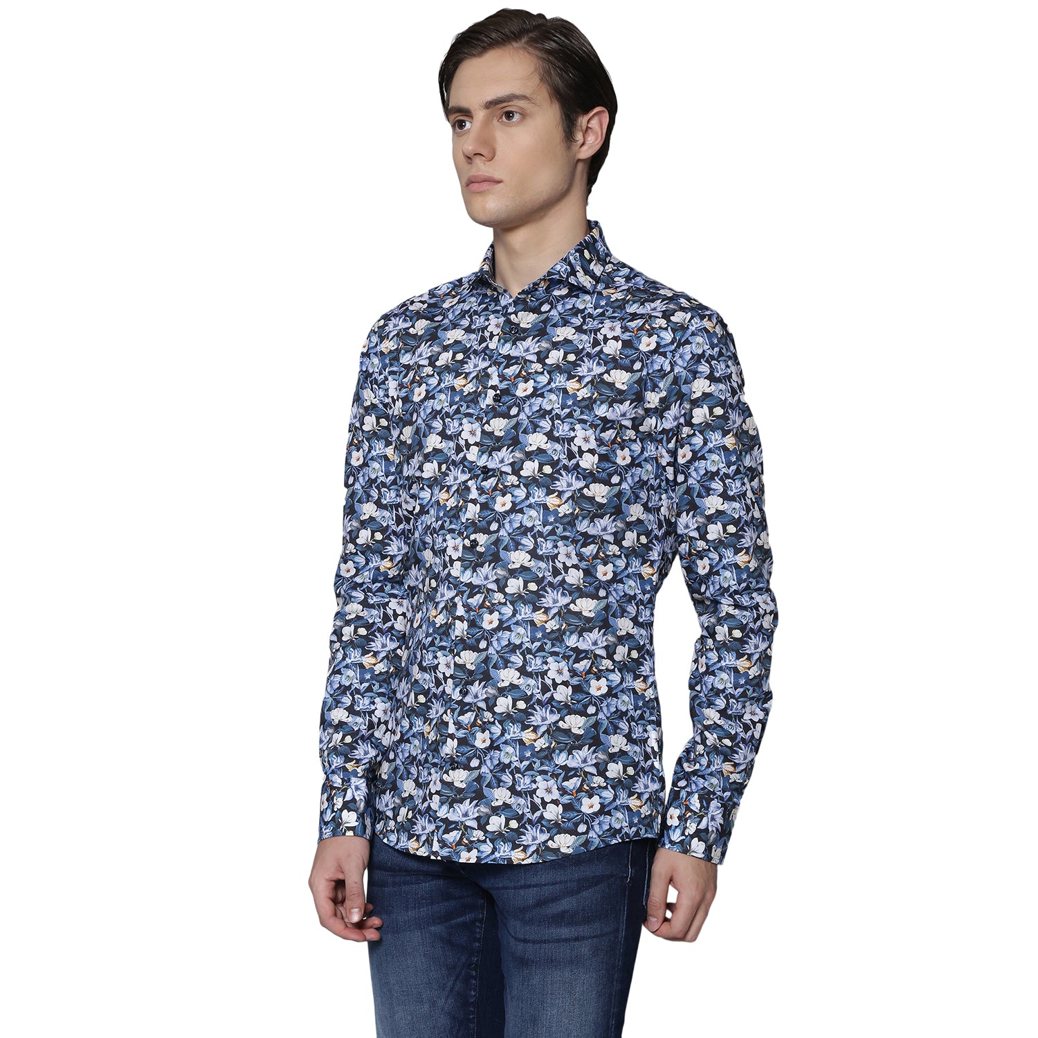 Bruun & Stengade Men Blue Printed Collar Shirt