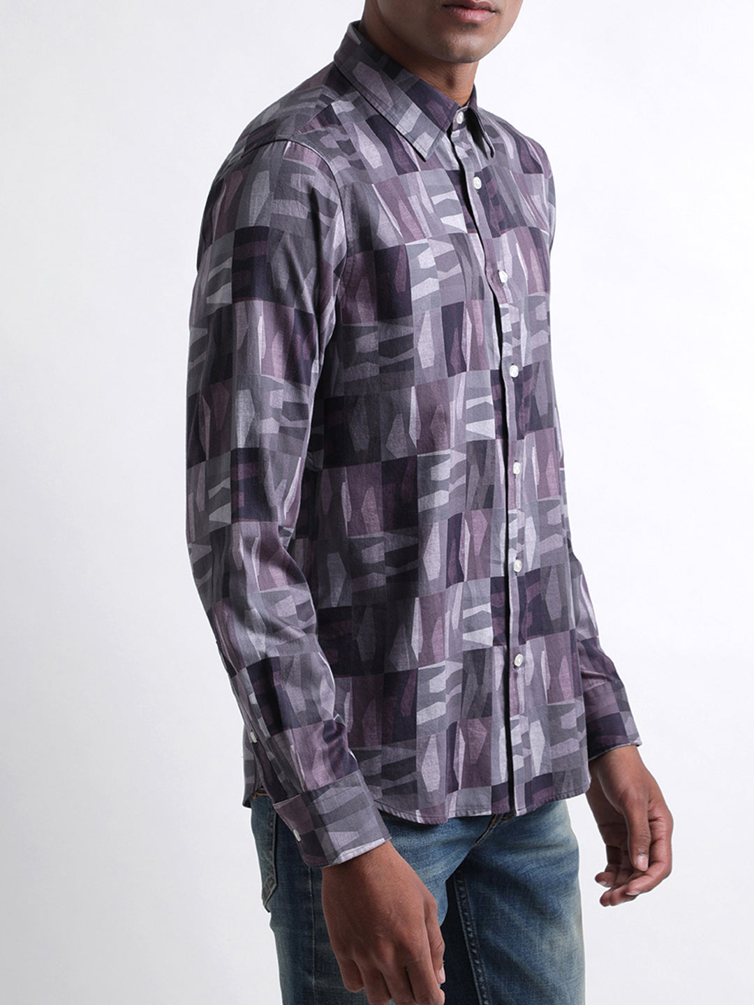 Iconic Men Blue Printed Collar Shirt