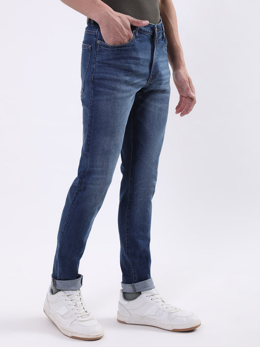 Lindbergh Men Blue Solid Slim Fit Jeans