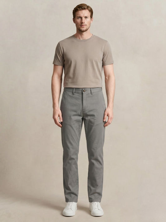 Gant Men Grey Solid Stretchable Regular Fit Trouser
