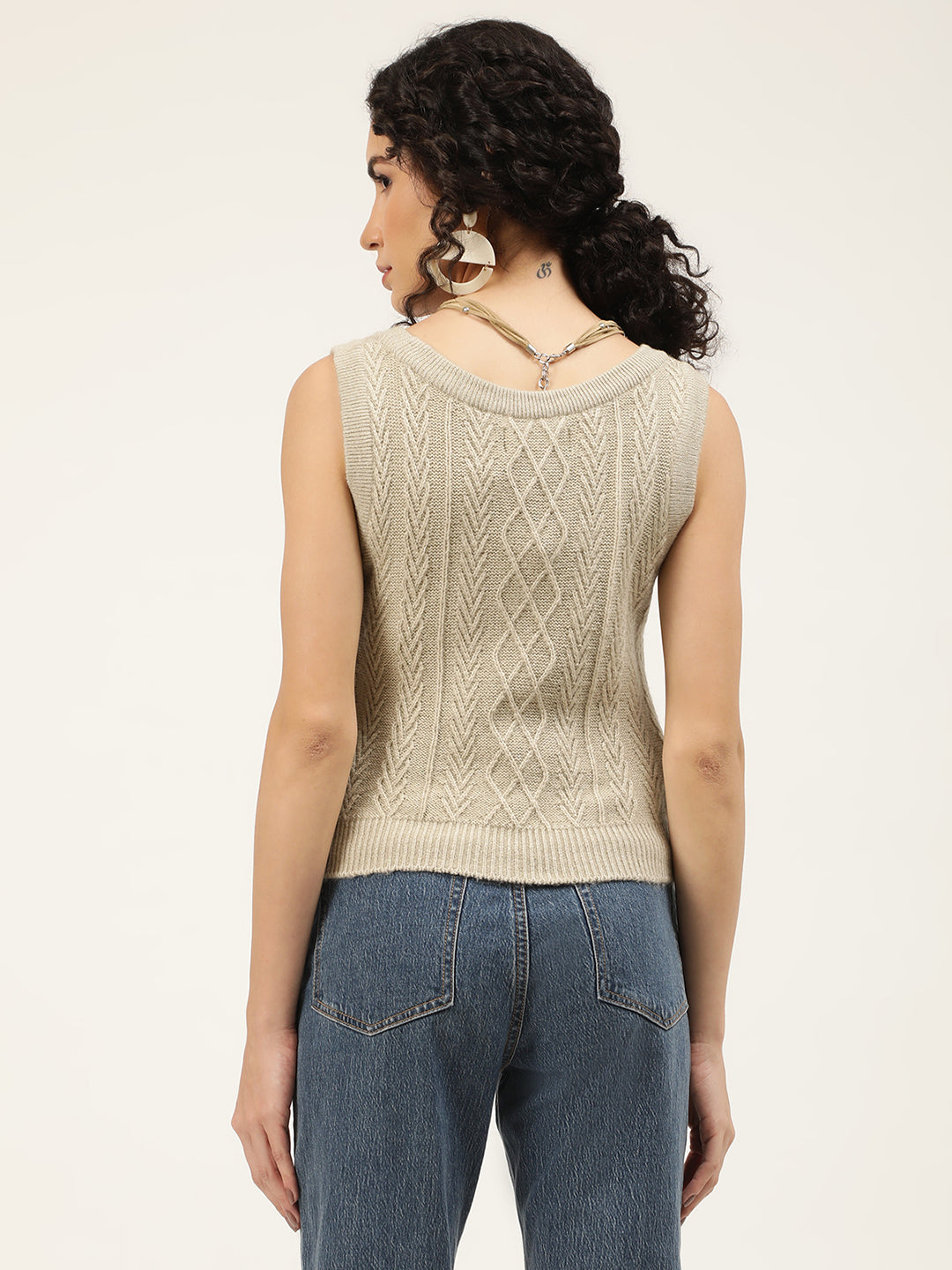 Centre Stage Women Grey Solid Round Neck Sweater