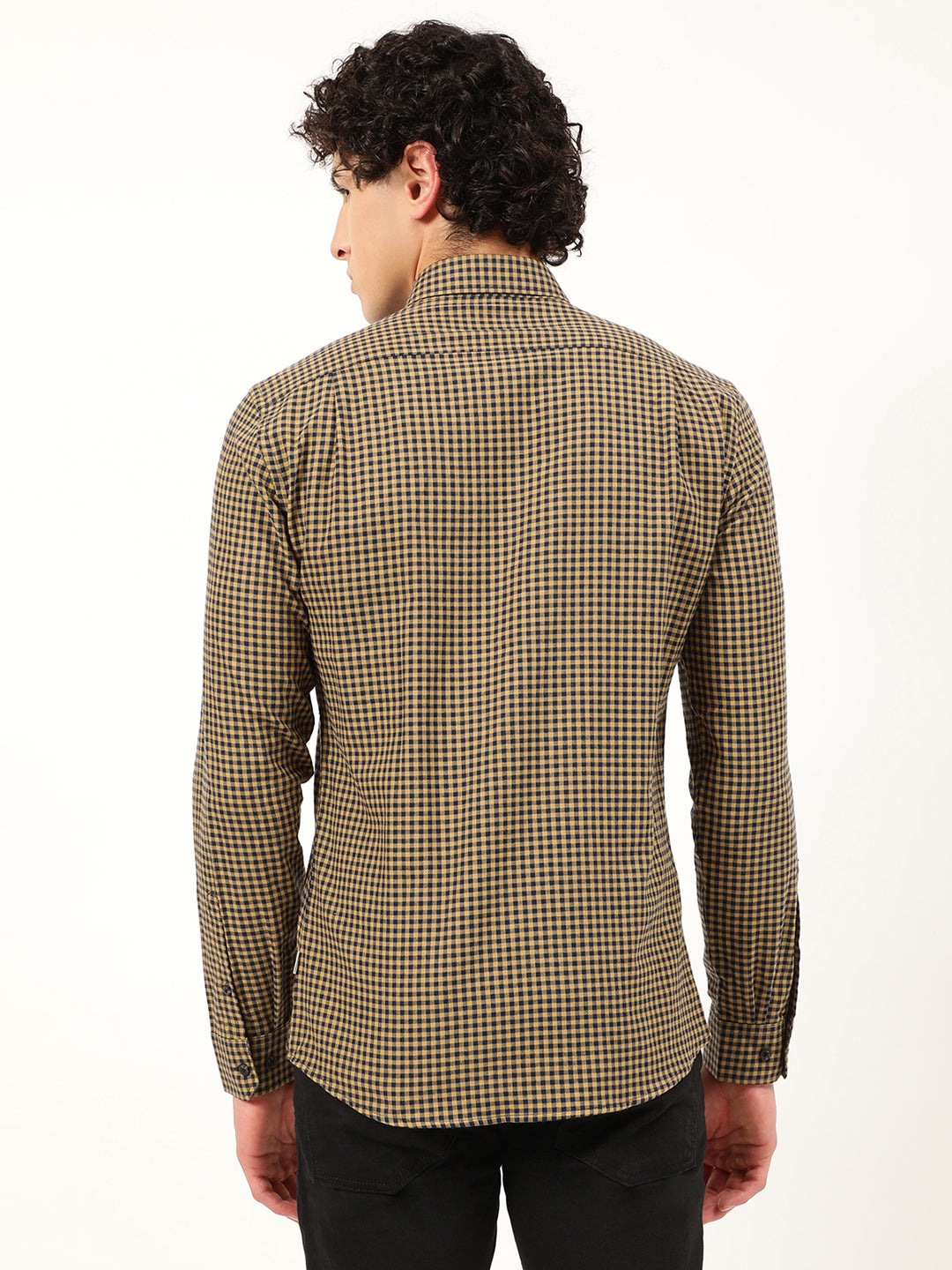 Lindbergh Mid Brown Fashion Checked Slim Fit Shirt