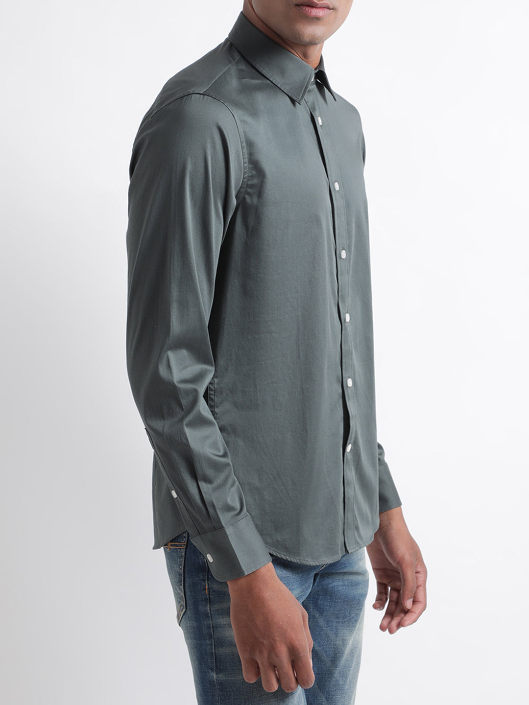 Iconic Men Olive Solid Collar Shirt