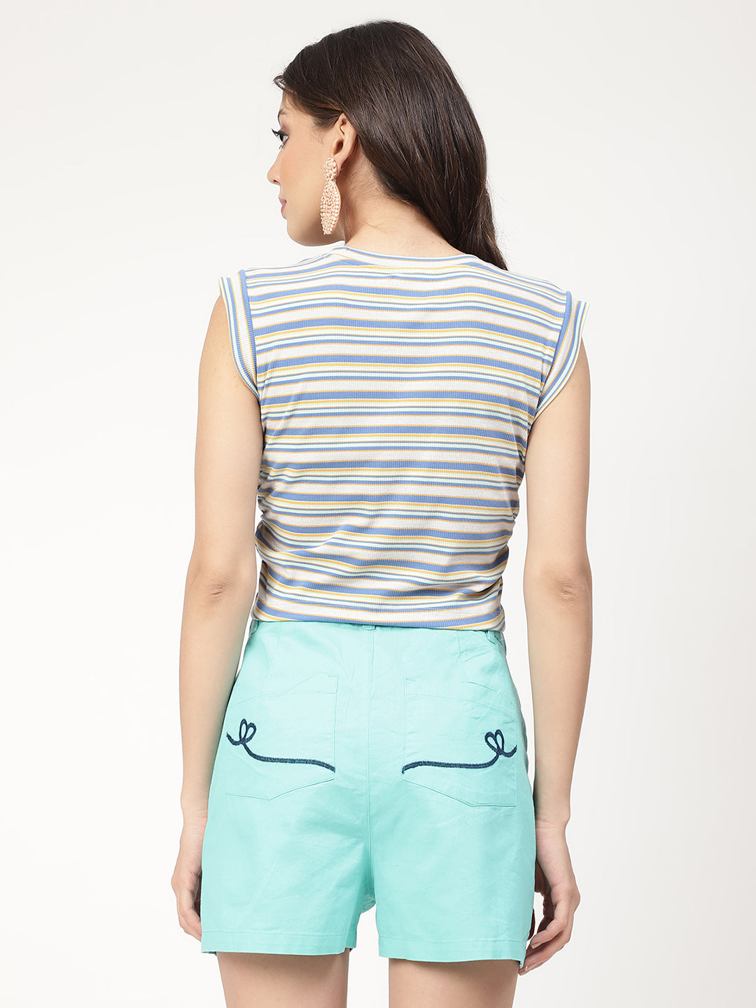 Elle Women Multi Striped Round Neck TShirt