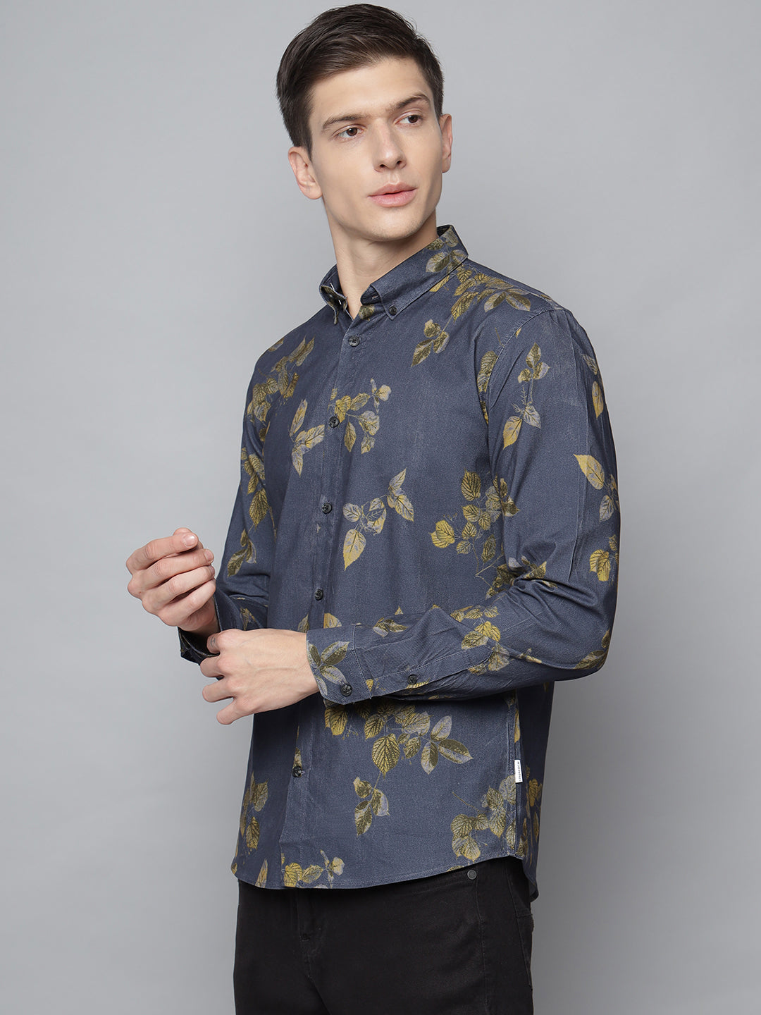 Lindbergh Men Blue Printed Button-Down Collar Shirt
