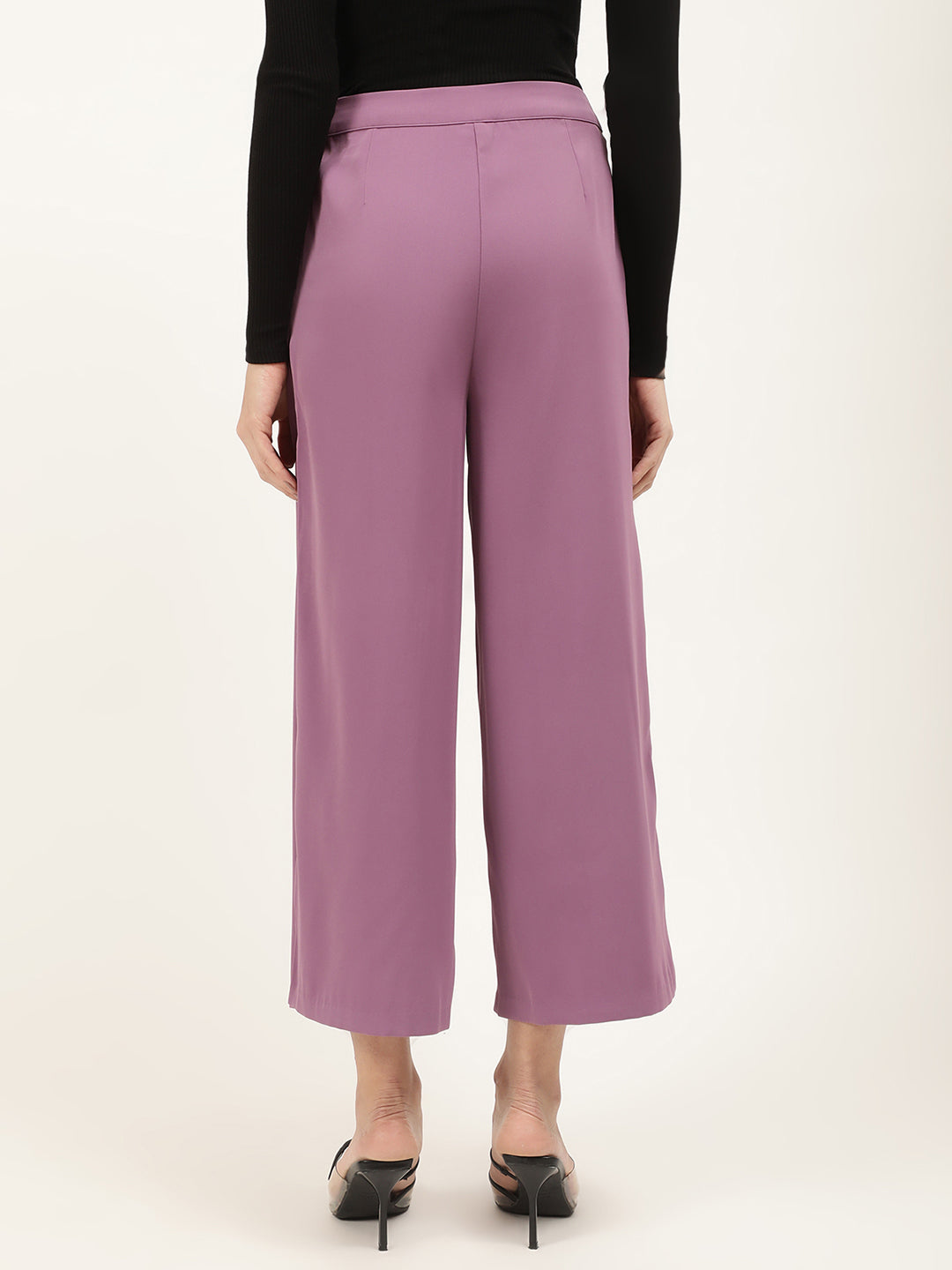Centre Stage Women Purple Solid Loose Fit Trouser