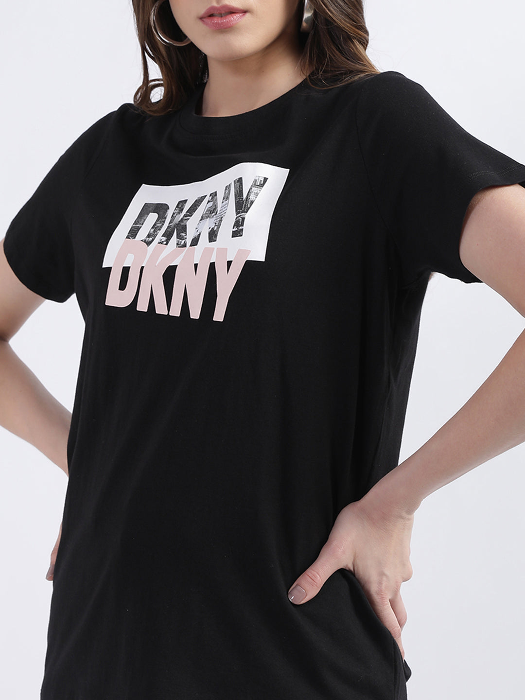 Dkny Black Fashion Logo Regular Fit Top