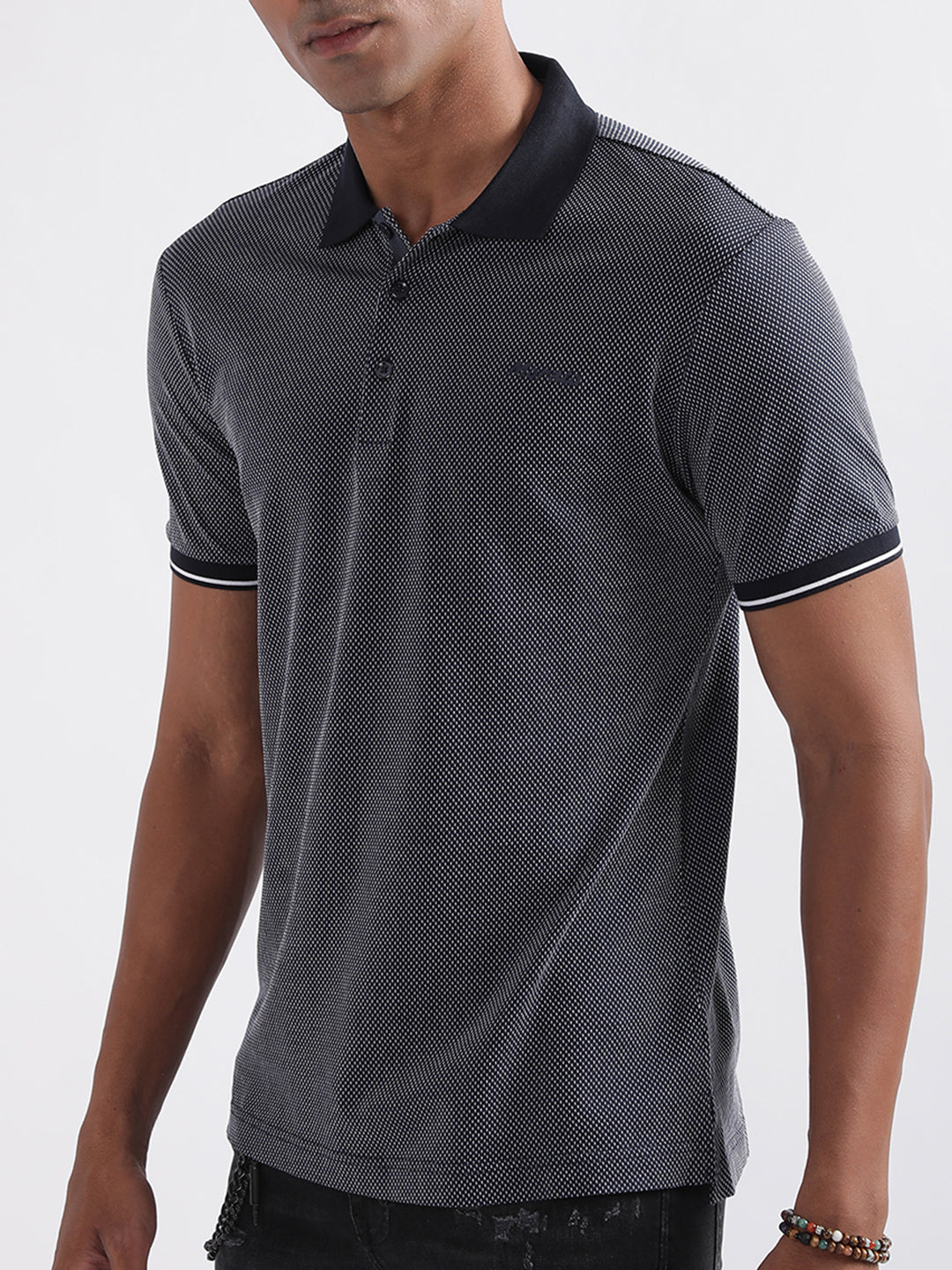Antony Morato Men Blue Polo Collar Pockets Slim Fit T-shirt