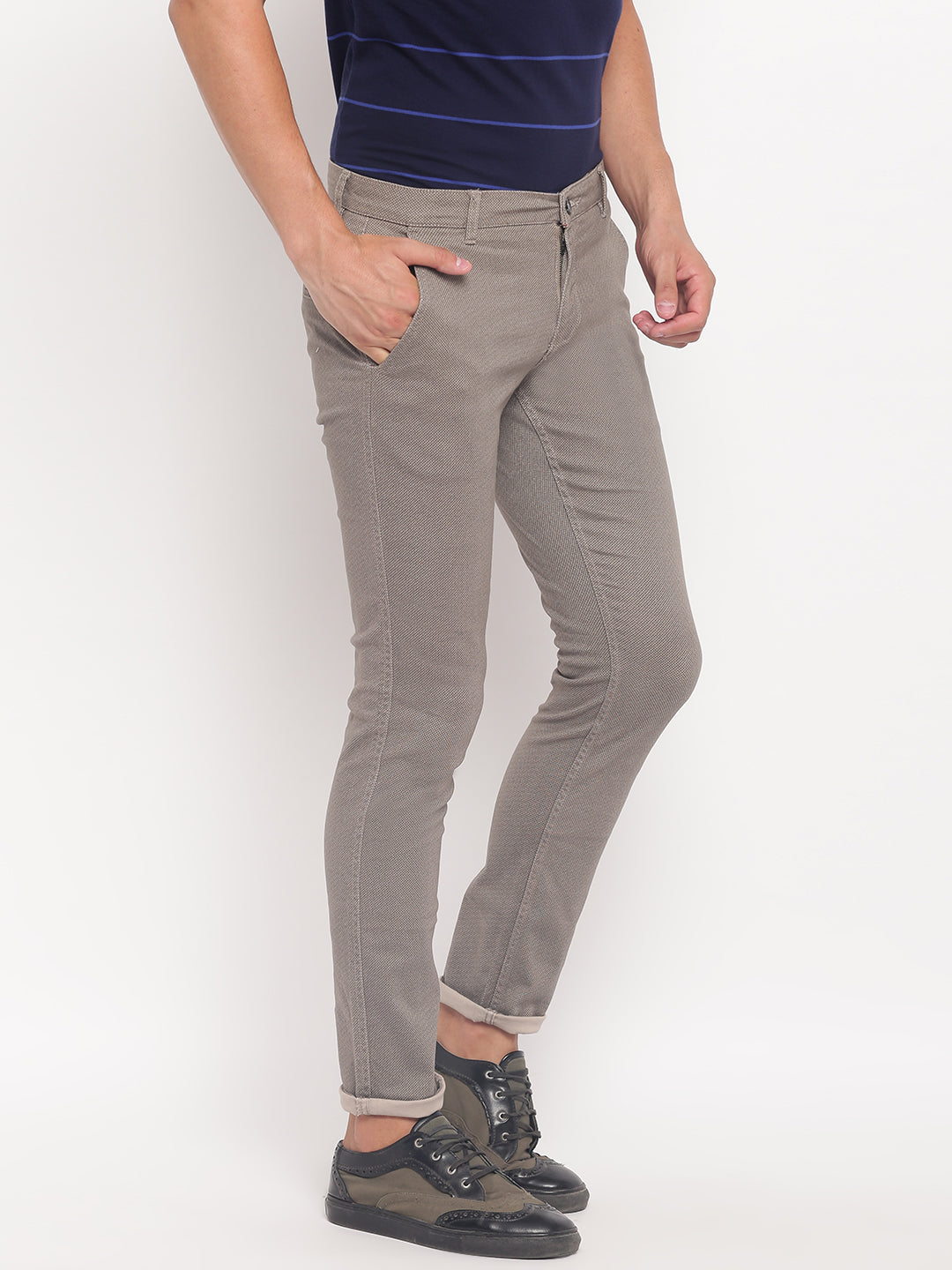 Lindbergh Men Beige Solid Regular Fit Trouser