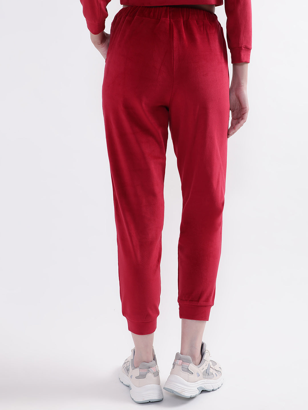 Elle Women Maroon Solid Regular Fit Sweatpant