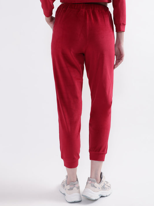 Elle Women Maroon Solid Regular Fit Sweatpant