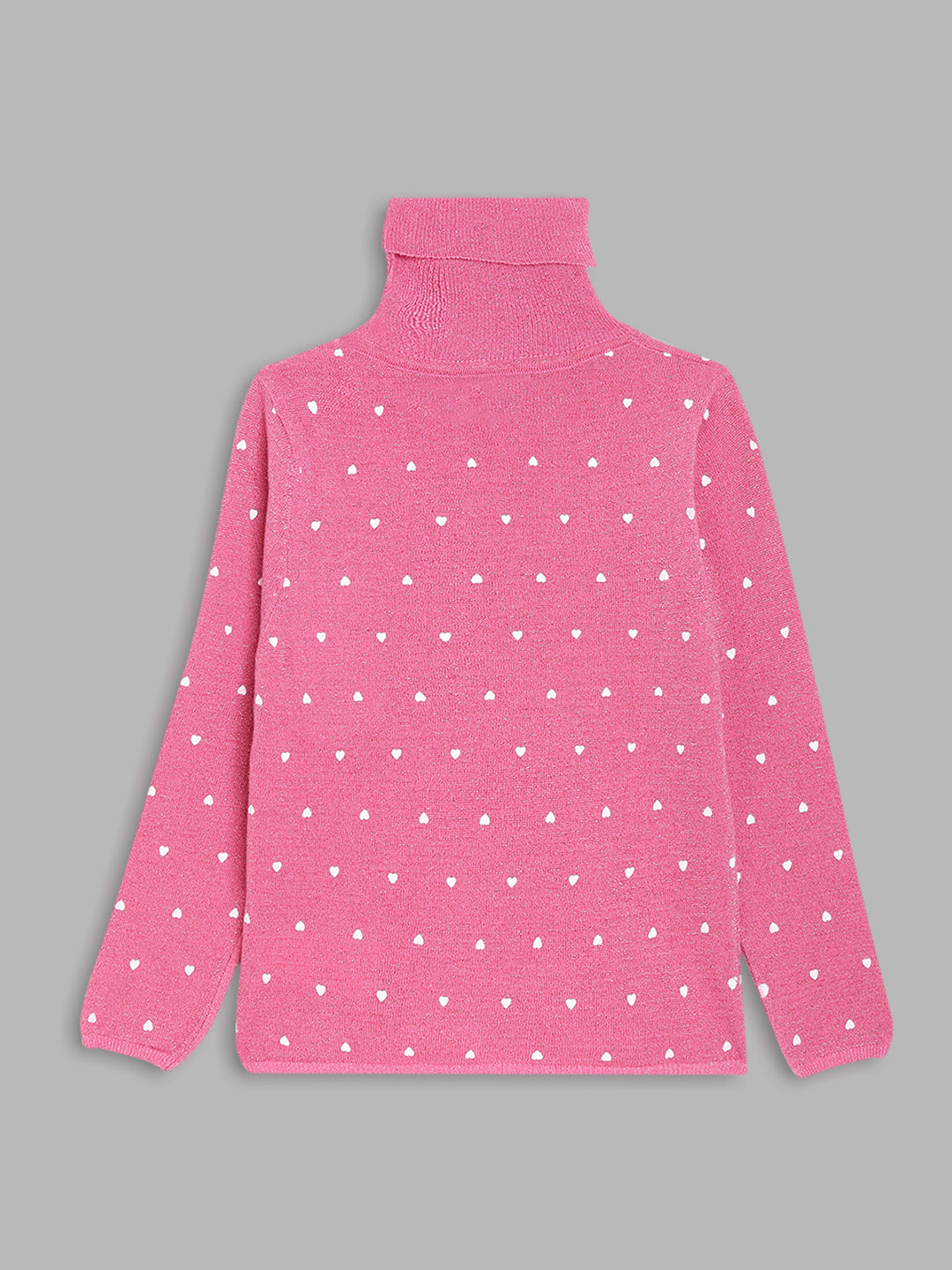 Elle Kids Girls Fuschia Printed Round Neck Sweater