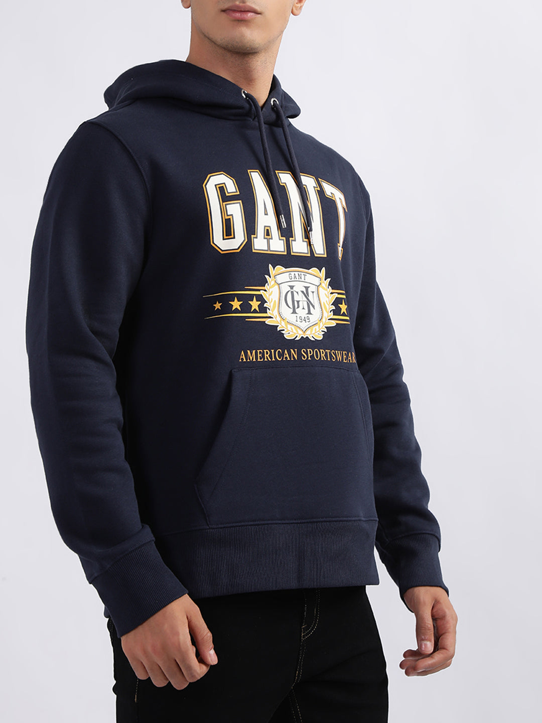 Gant Men Blue Printed Hooded Sweatshirt