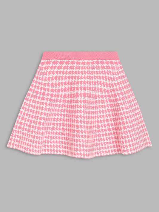 Elle Kids Girls Pink Self-Design Regular Fit Skirt