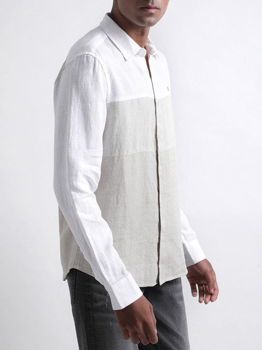 Iconic Men Beige Shirt Collar Shirt