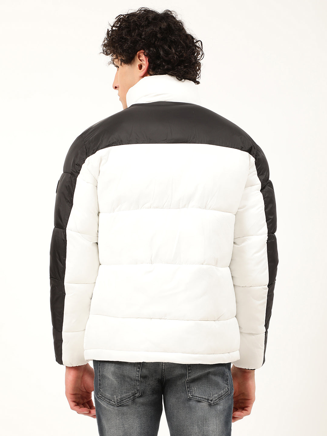 Lindbergh Men White Solid Turtle Neck Jacket