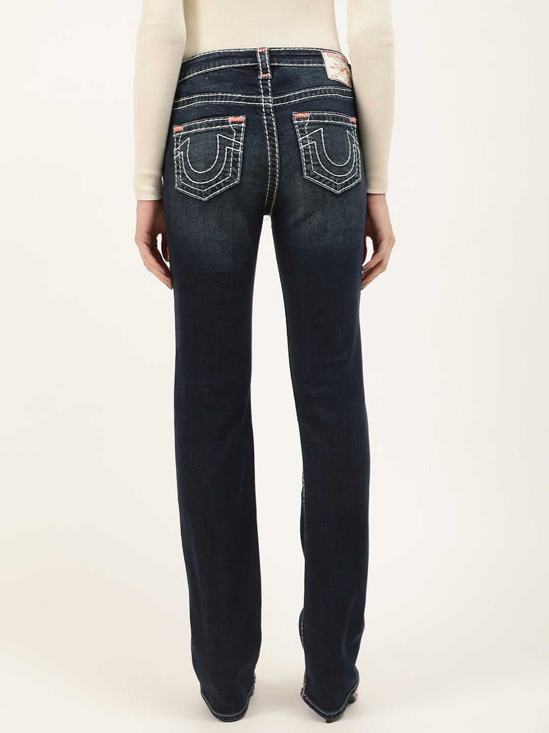 True Religion Women Blue Solid Straight Fit Jeans