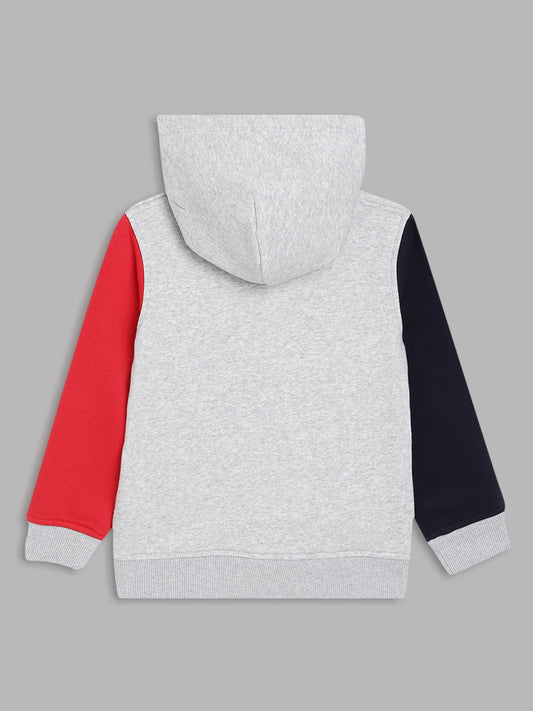 Gant Boys Grey Solid Hooded Sweatshirt