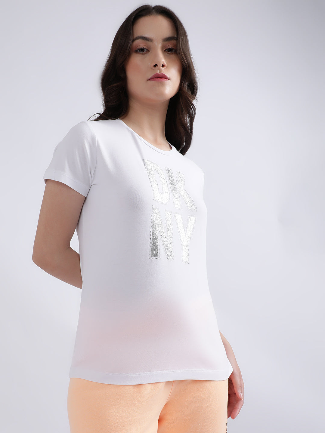 Dkny White Fashion Logo Regular Fit T-Shirt