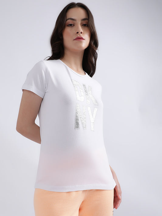 Dkny White Fashion Logo Regular Fit T-Shirt