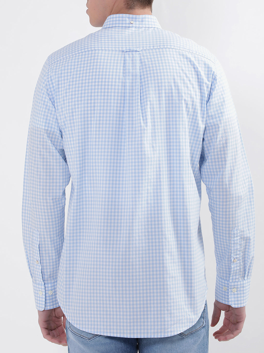 Gant Blue Broadcloth Gingham Checked Regular Fit Shirt