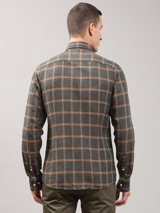 Bruun & Stengade Men Checks Cutaway Collar Shirt