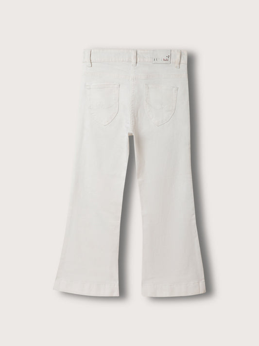 Elle Kids Girls White Solid Bootcut Jeans