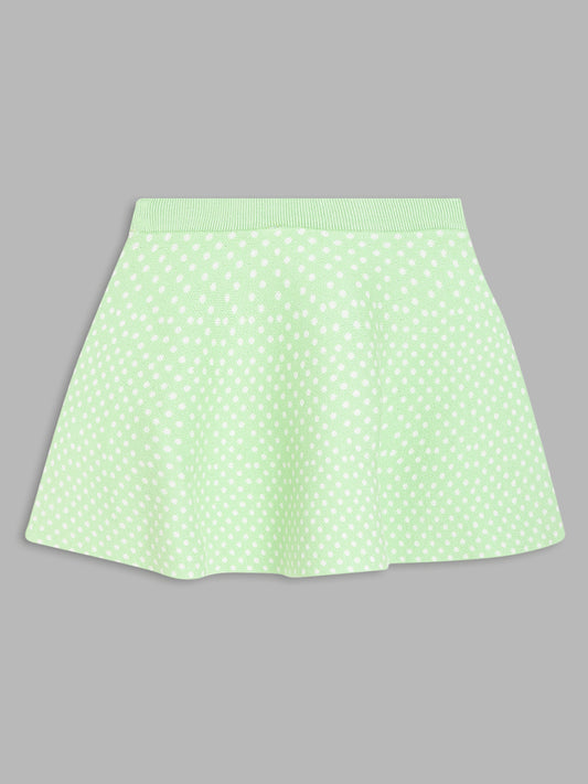 Elle Kids Girls Green Self-Design Regular Fit Skirt