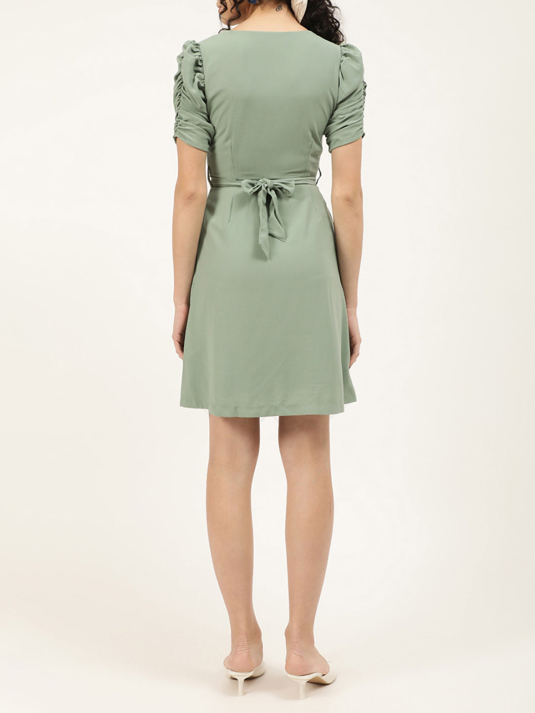 Centre Stage Women Green Solid Square Neck Dress