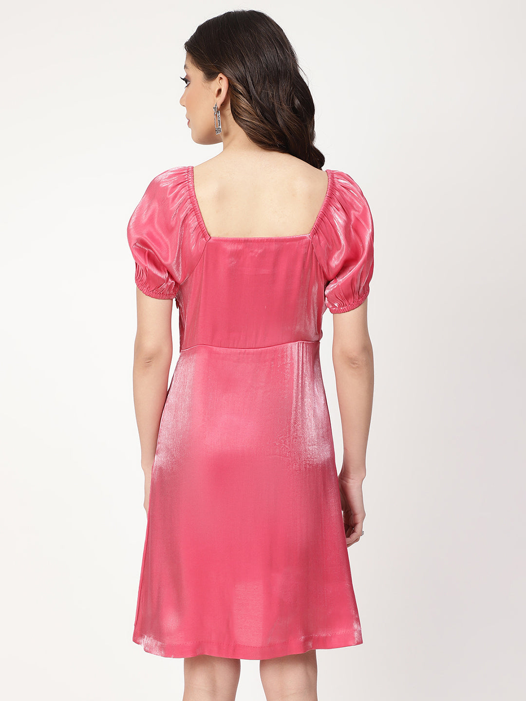 Centre Stage Women Pink Solid Square Neck Dress