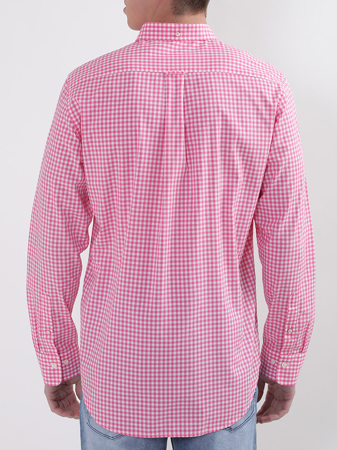 Gant Pink Broadcloth Gingham Checked Regular Fit Shirt