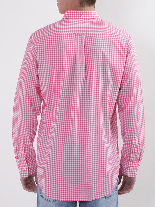 Gant Pink Broadcloth Gingham Checked Regular Fit Shirt