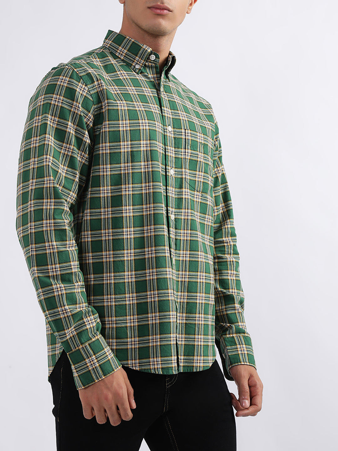 Gant Men Green Checked Collar Shirt