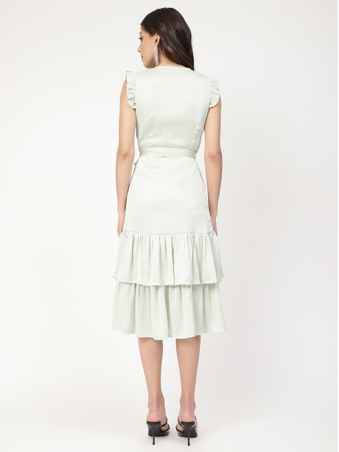 Centre Stage Women Green Printed V Neck Dress