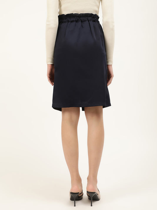 Centre Stage Women Navy Blue Solid Loose Fit Skirt
