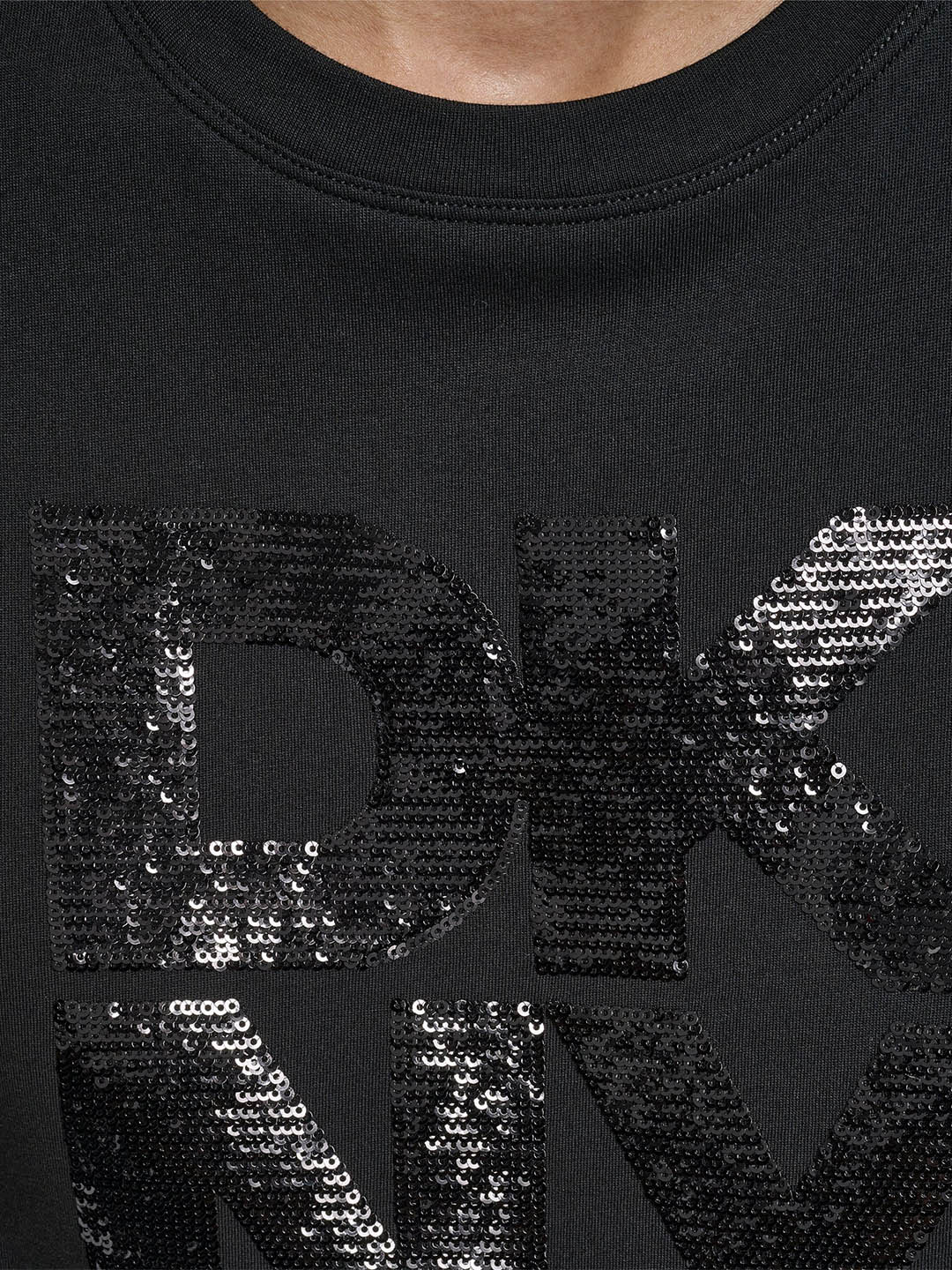 DKNY Womens Black Logo Round Neck T-Shirt