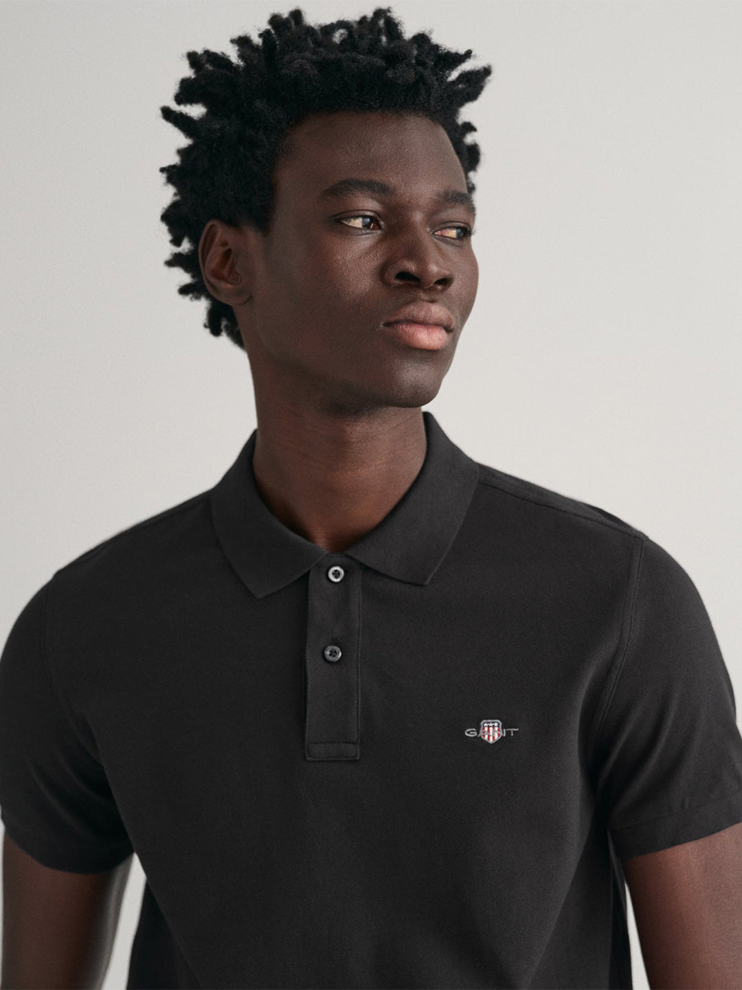 Gant Men Black Solid Polo Collar Short Sleeves Tshirt