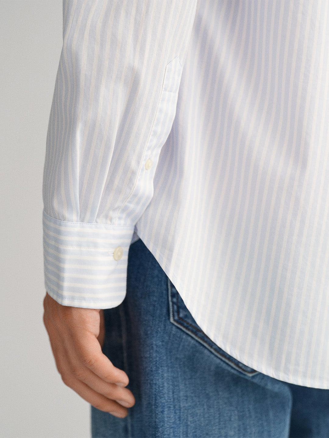 Gant Men Blue Striped Button-down Collar Full Sleeves Shirt