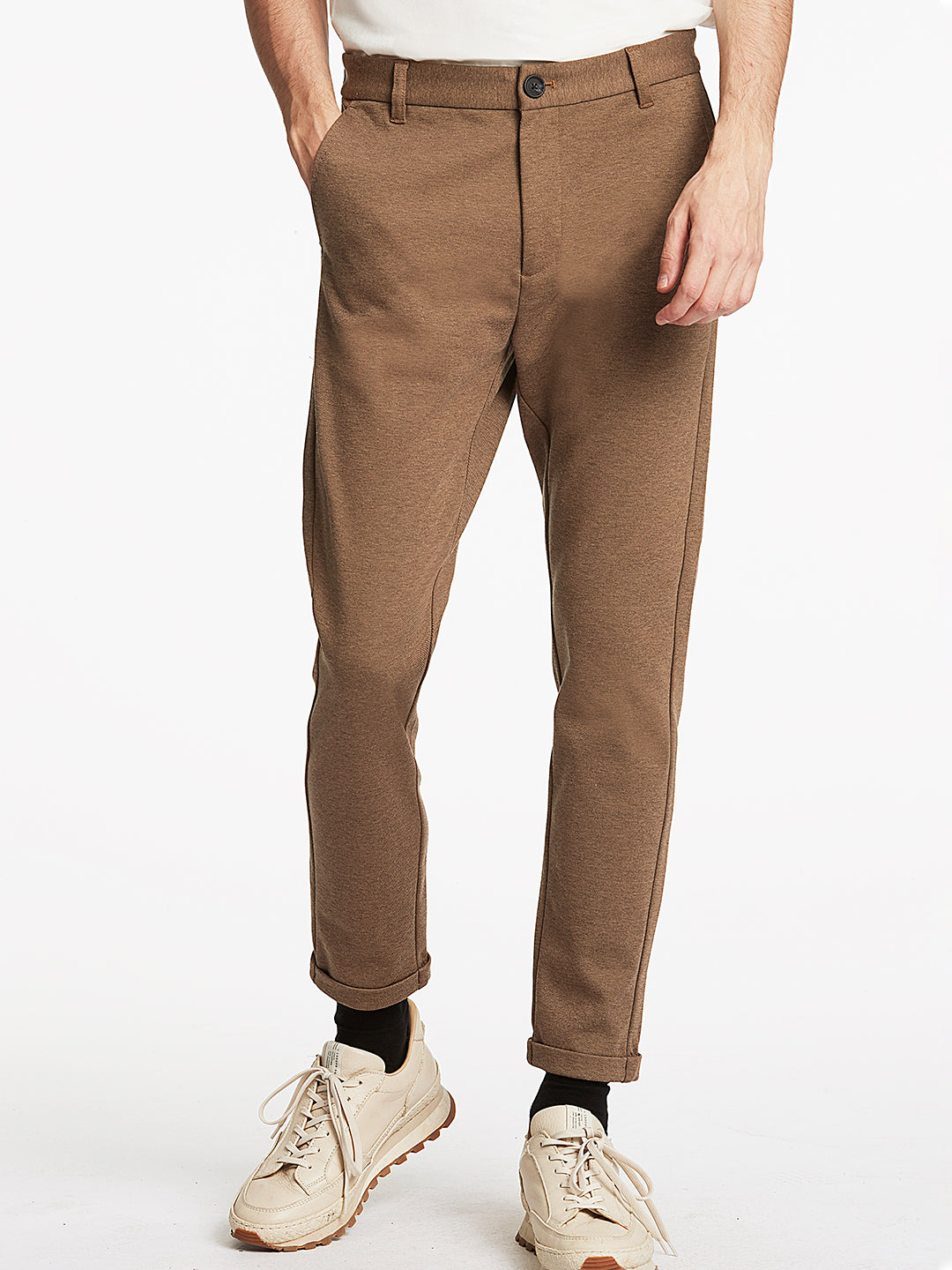 Lindbergh Men Beige Solid Slim Fit Trouser