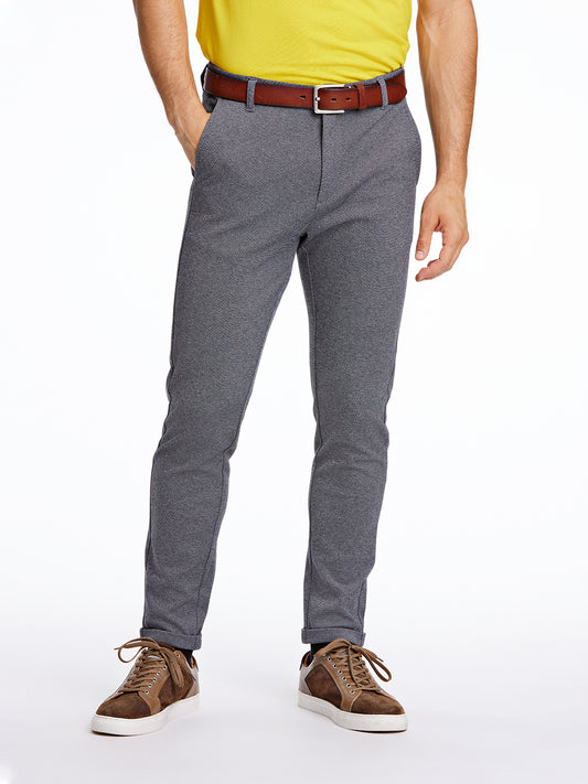 Lindbergh Men Grey Solid Slim Fit Trouser