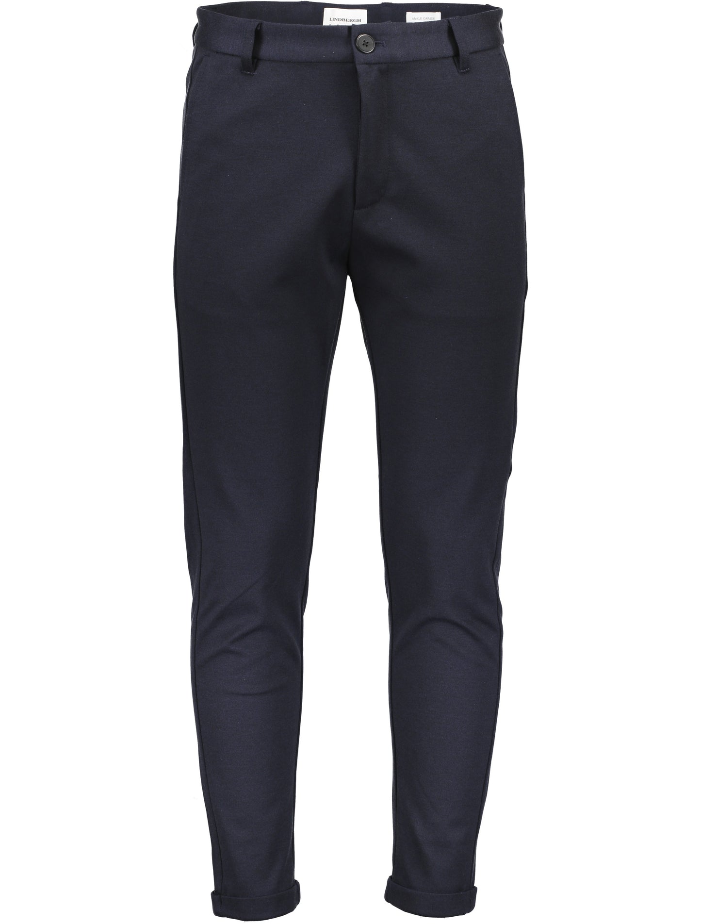 Lindbergh Men Navy Blue Solid Slim Fit Trouser
