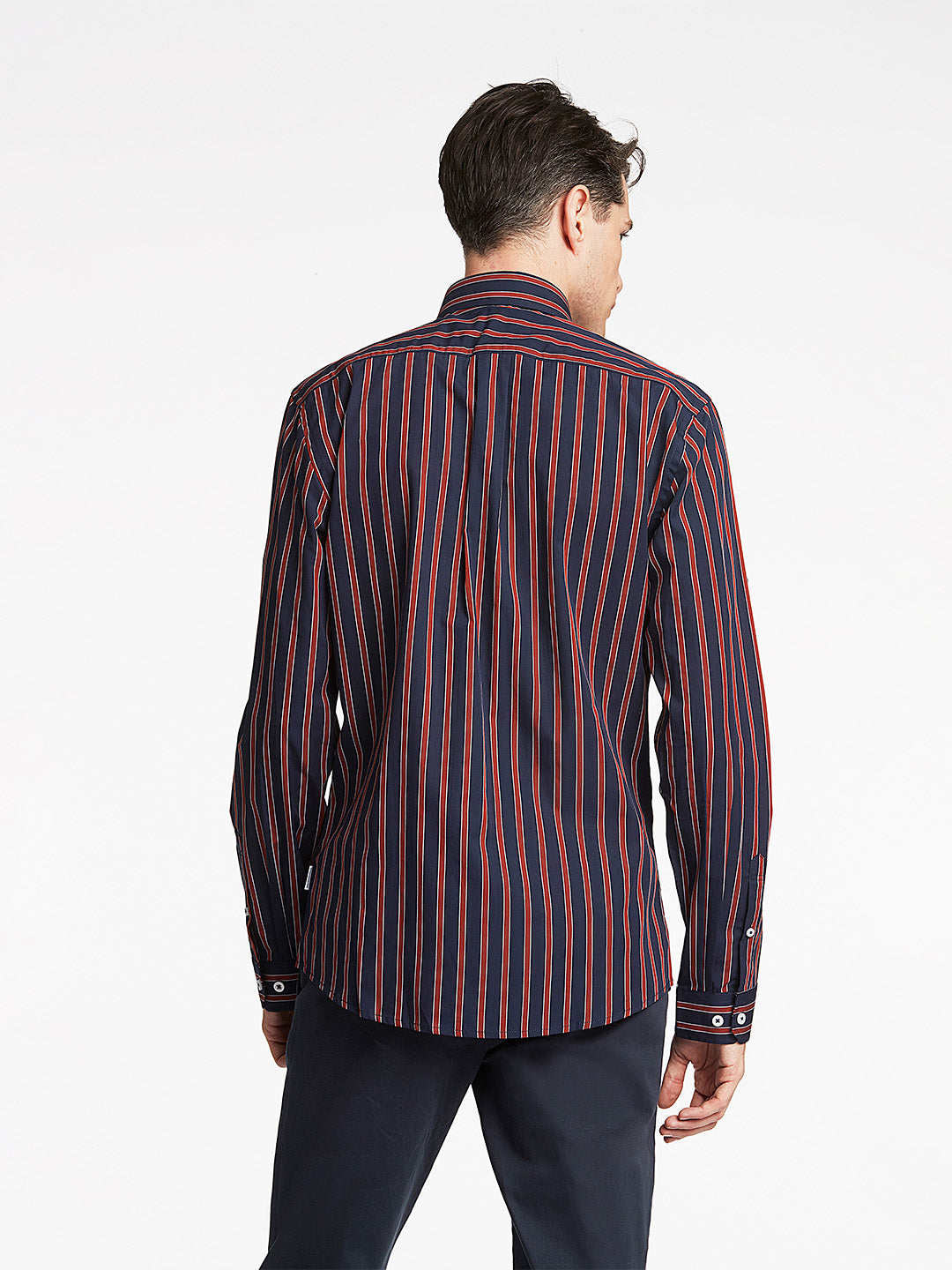 Lindbergh Navy Blue Striped Slim Fit Shirt