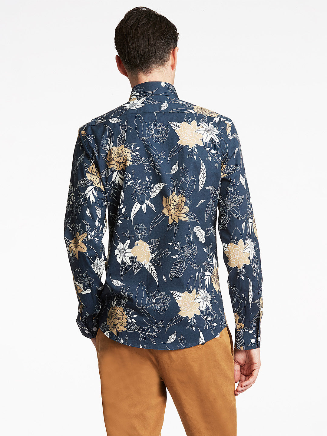 Lindbergh Blue Floral Print Slim Fit Shirt