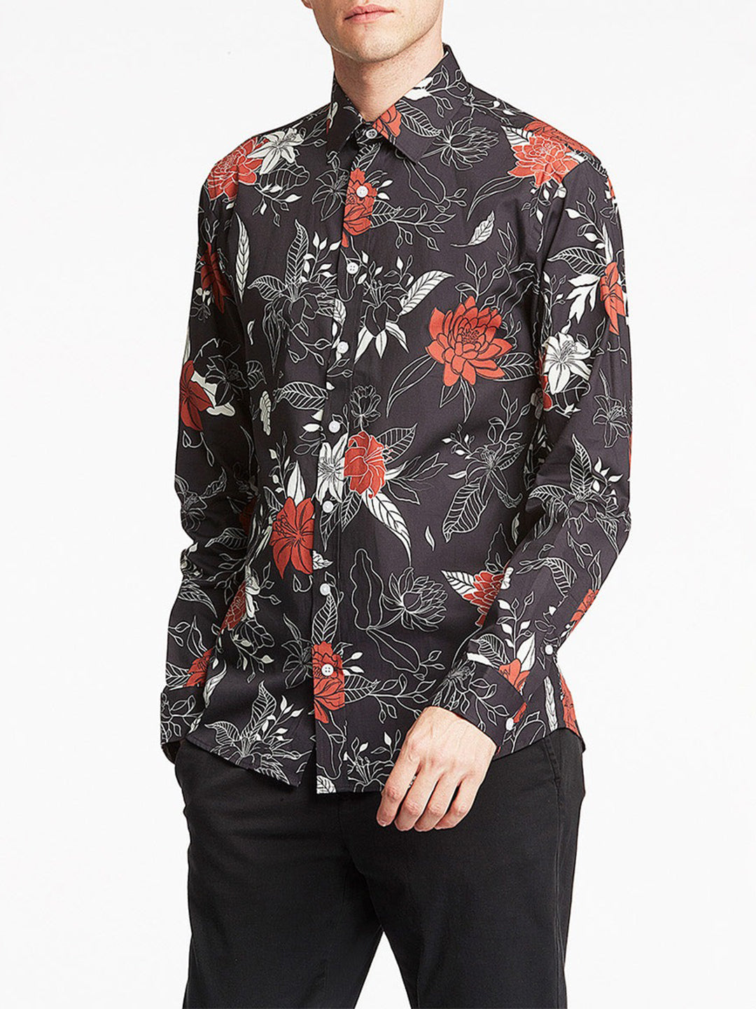 Lindbergh Men Black Printed Collar Shirt